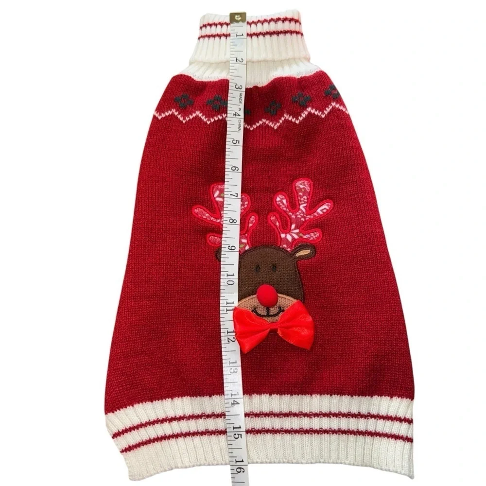 EUC Large Red Reindeer Dog Turtleneck Sweater